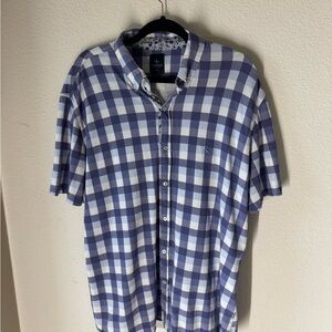 Casual Blue and White Plaid Men's Shirt